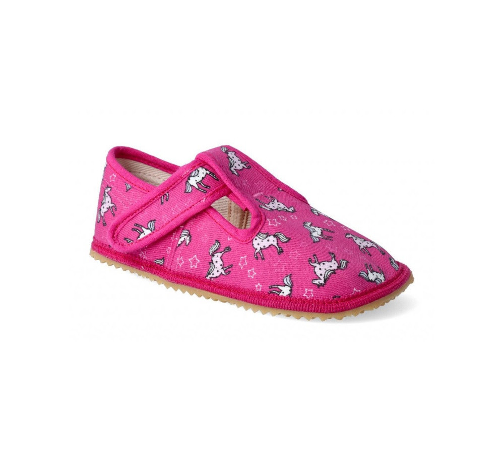 Beda - barefoot papučky W - ružový koník
