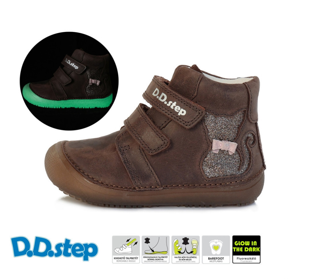 DDstep 063 Barefoot - kožené topánky - Chocolate