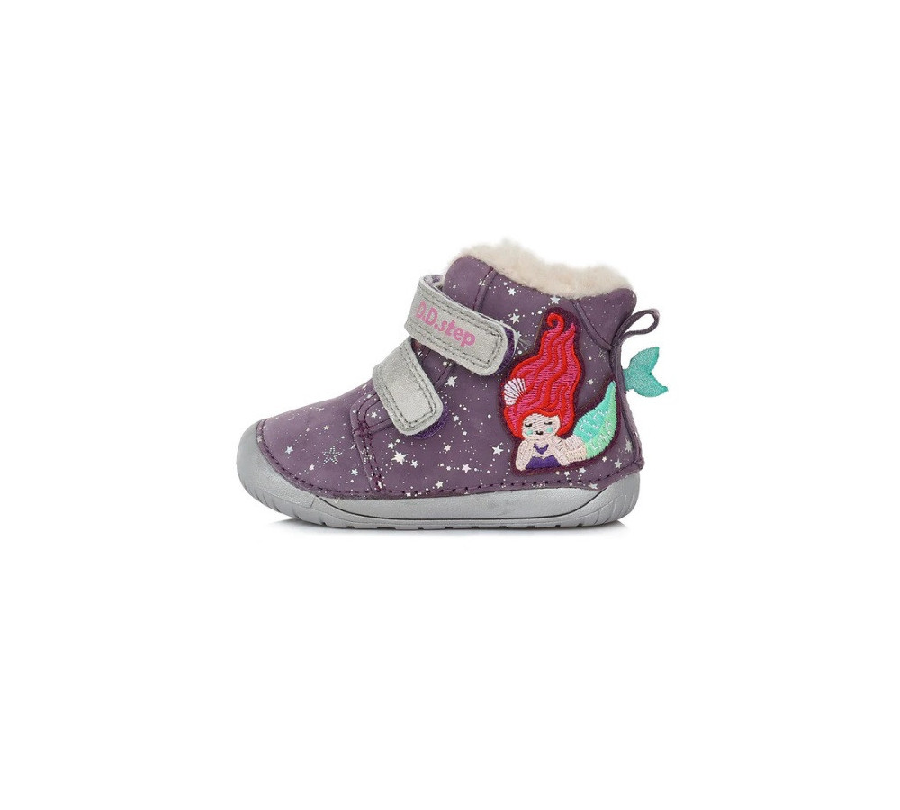 DDstep 070 Barefoot - zimné kožené topánky -violet