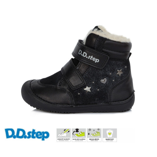 DDstep 063 Barefoot - zimné kožené topánky - black