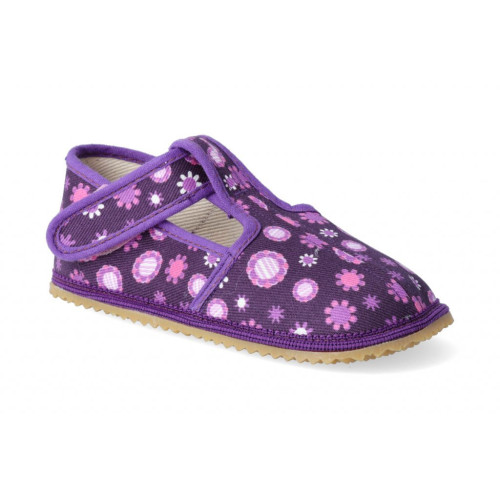 Beda - barefoot papučky SLIM - violet flower