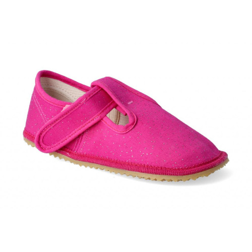 Beda - barefoot papučky W pevný opätok - pink shine