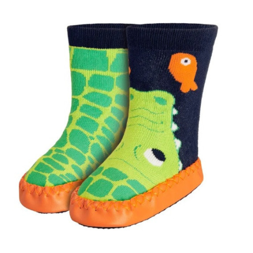 Ponožky s podrážkou - krokodíl