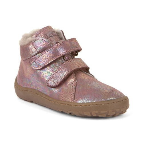 Froddo Barefoot Winter Furry - detská zimná kožená obuv - Pink Shine