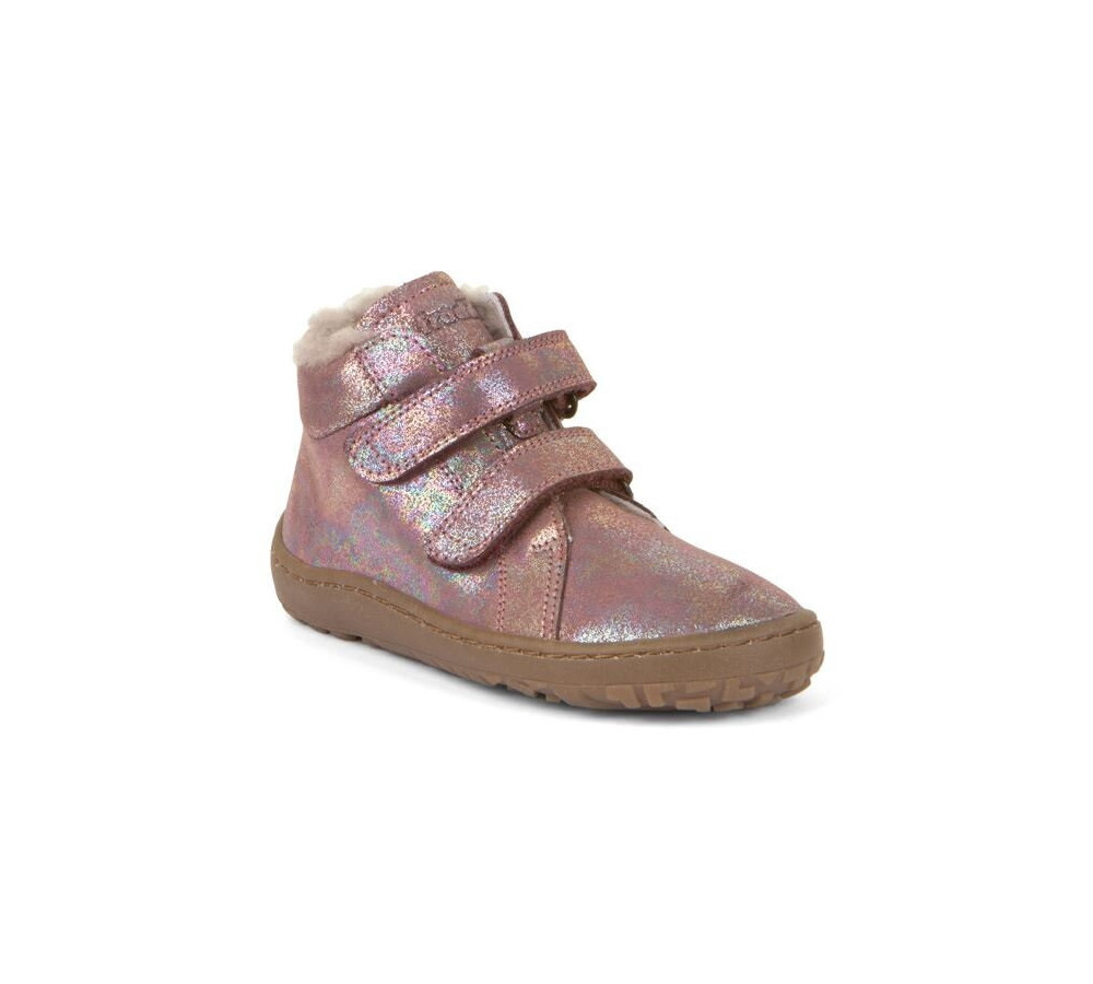 Froddo Barefoot Winter Furry - detská zimná kožená obuv - Pink Shine