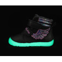 DDstep 073 Barefoot - zimné kožené topánky fluorescenčné - black