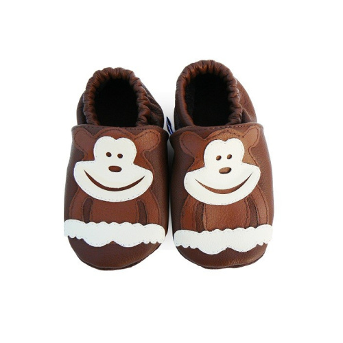 Kožené capačky Afelo - hnedé opice