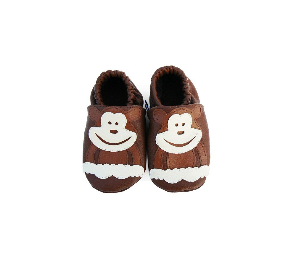 Kožené capačky Afelo - hnedé opice