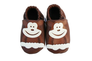 Kožené capačky Afelo - hnedé opice