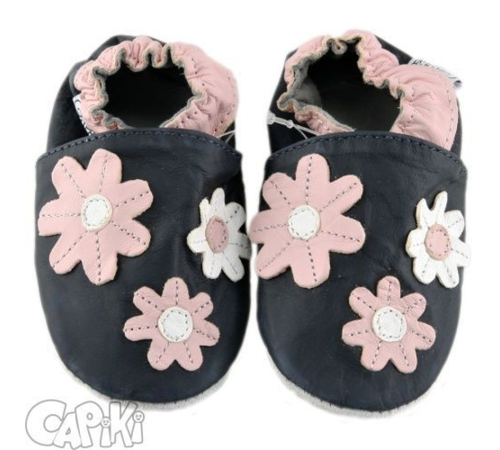 Kožené capačky Capiki - tmavé sedmokrásky