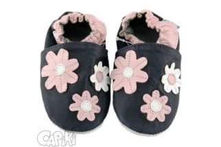 Kožené capačky Capiki - tmavé sedmokrásky