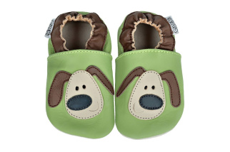 Capiki - kožené capačky  - zelené psíky