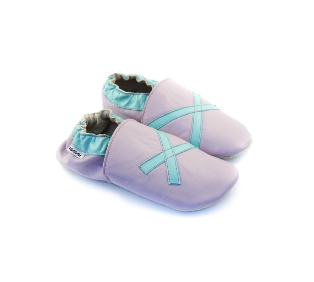 Kožené capačky Tomar fialové s krížikom