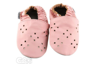 Capiki - Kožené capačky - ružové dierkované