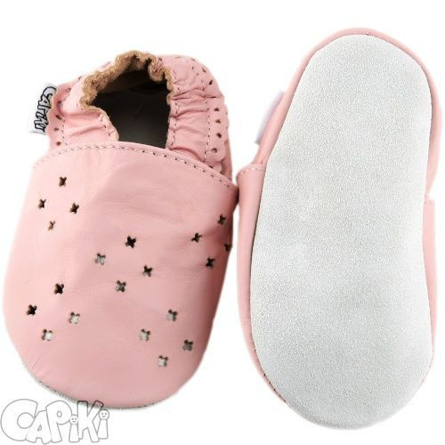 Capiki - Kožené capačky - ružové dierkované