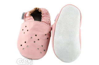 Capiki - Kožené capačky - ružové dierkované