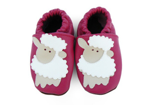 Kožené capačky Afelo - ružové ovečky