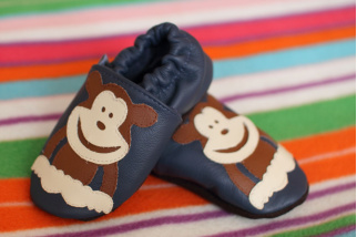 Kožené capačky Afelo - modré opice