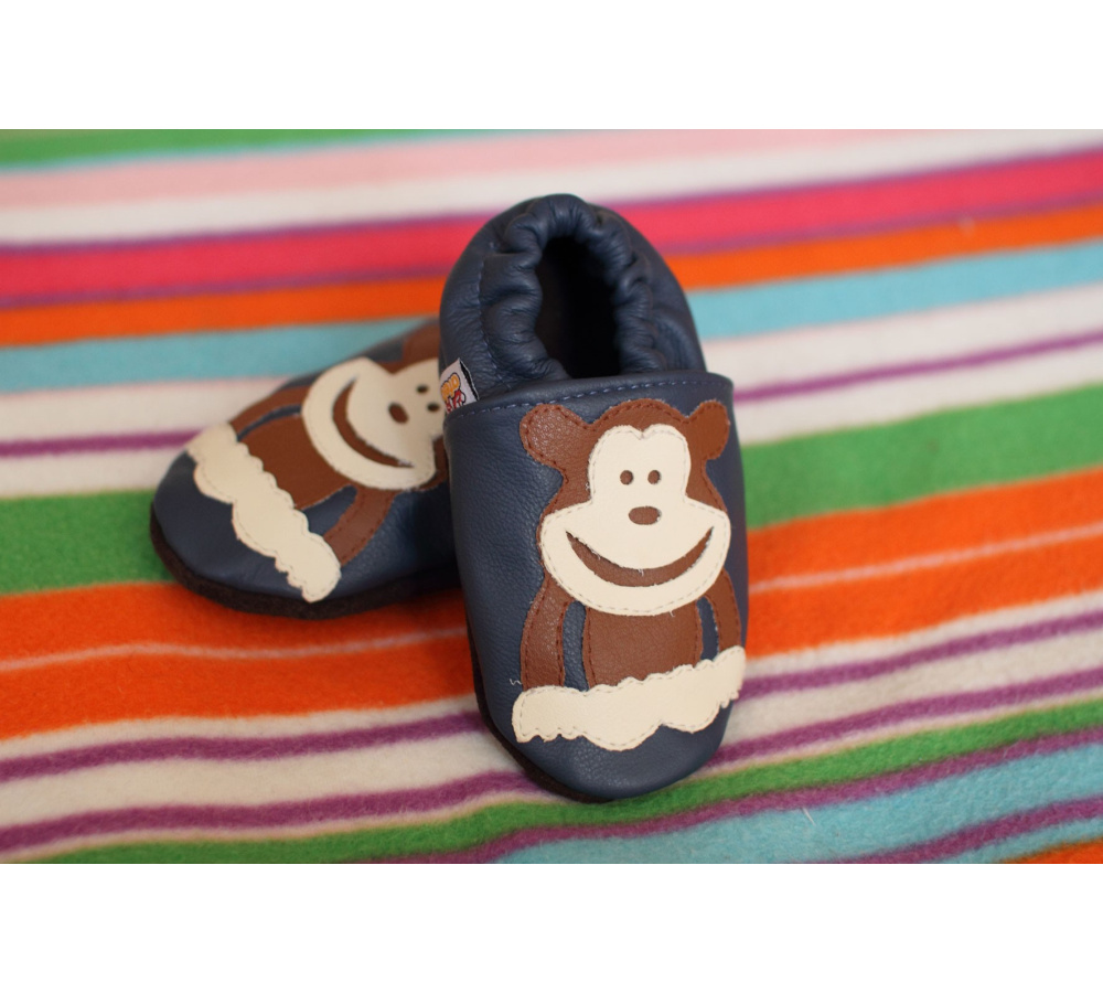 Kožené capačky Afelo - modré opice