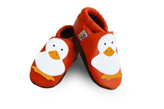 Kožené capačky Afelo - oranžové kačičky