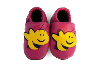 Kožené capačky Afelo - ružové včely