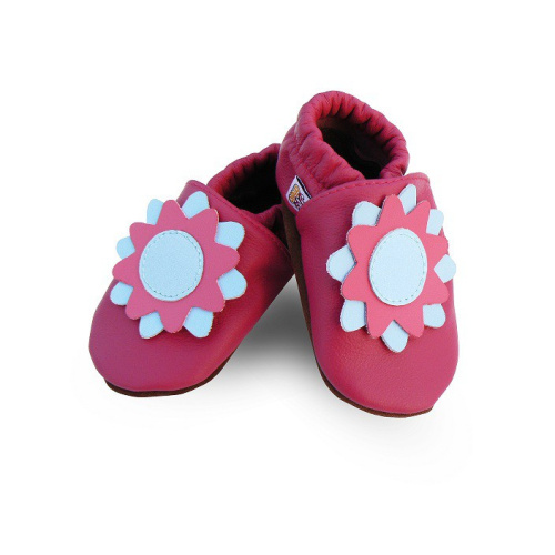 Kožené capačky Afelo - ružové  kvietky