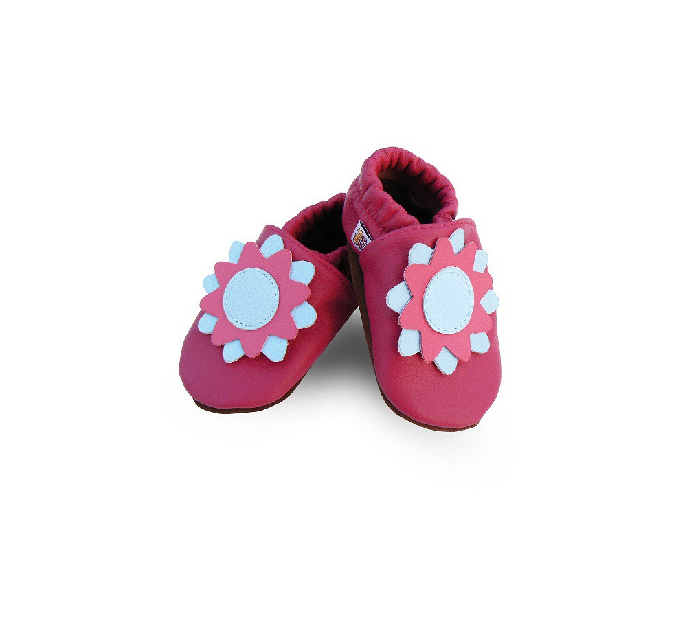 Kožené capačky Afelo - ružové  kvietky