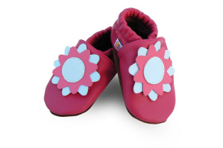 Kožené capačky Afelo - ružové  kvietky