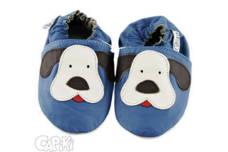 Kožené capačky Capiki - modré - pes