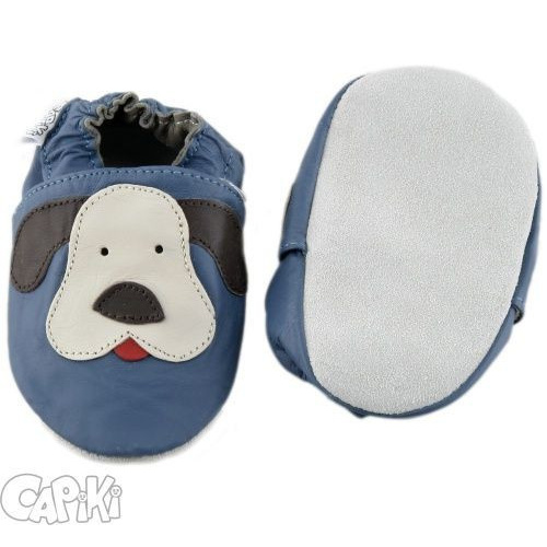Kožené capačky Capiki - modré - pes