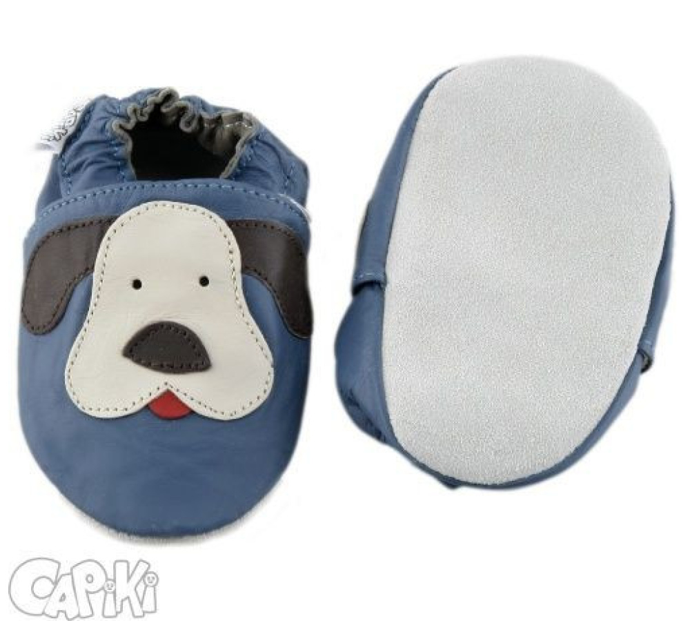 Kožené capačky Capiki - modré - pes