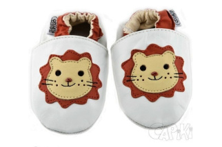 Kožené capačky Capiki - lev na bielej