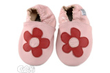 Kožené capačky Capiki - ružové s kvetinkou