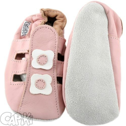 Kožené capačky Capiki - ružové sandálky