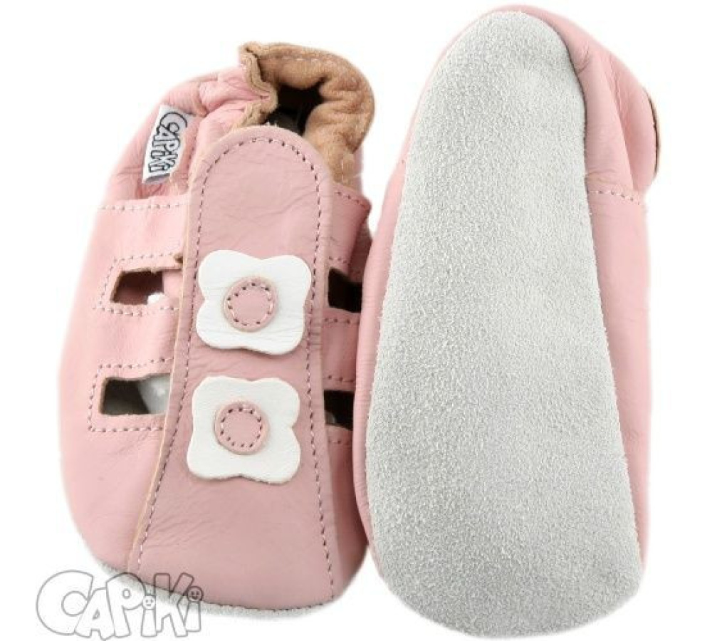 Kožené capačky Capiki - ružové sandálky