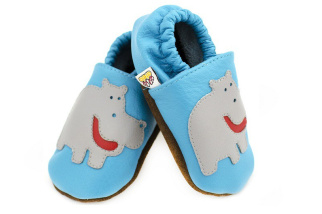 Kožené capačky Afelo - modré hrochy