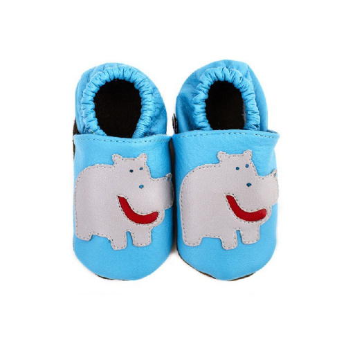 Kožené capačky Afelo - modré hrochy