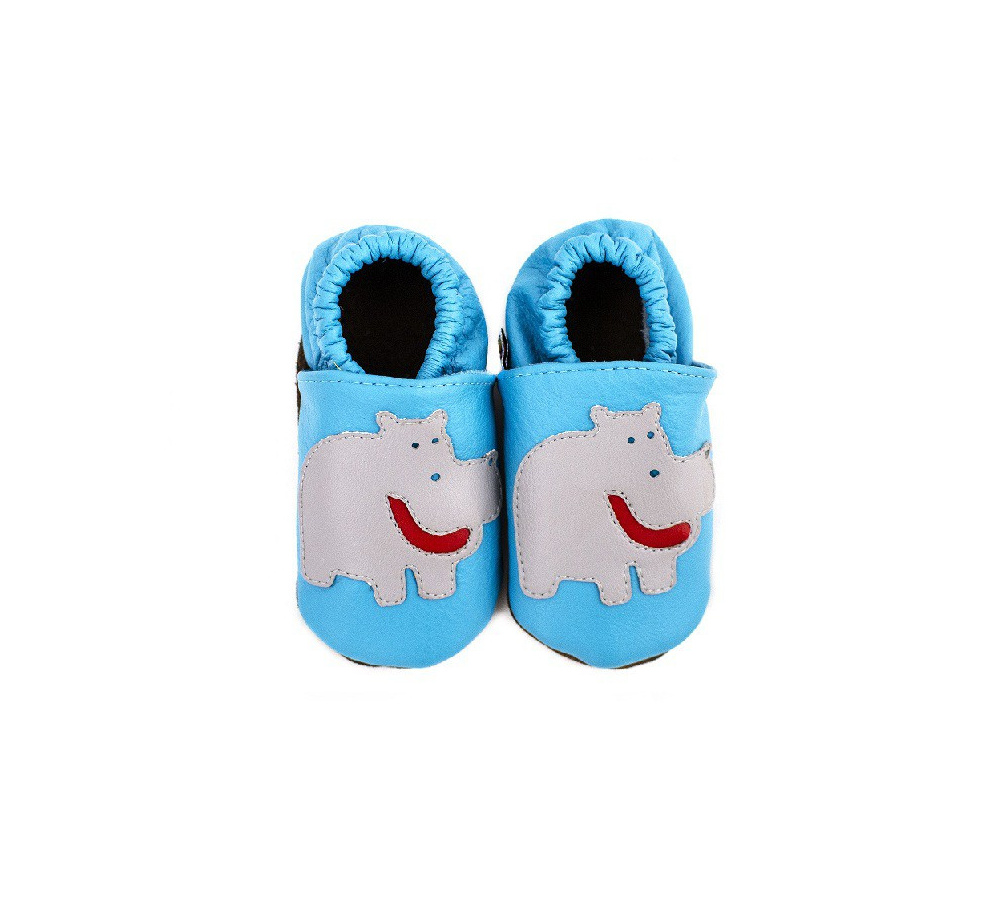 Kožené capačky Afelo - modré hrochy