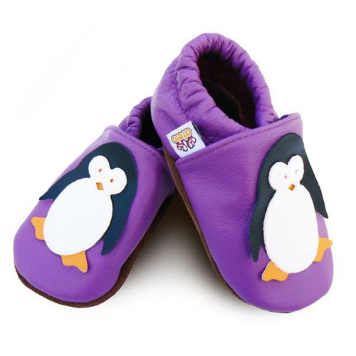 Kožené capačky Afelo - tučniak - fialové