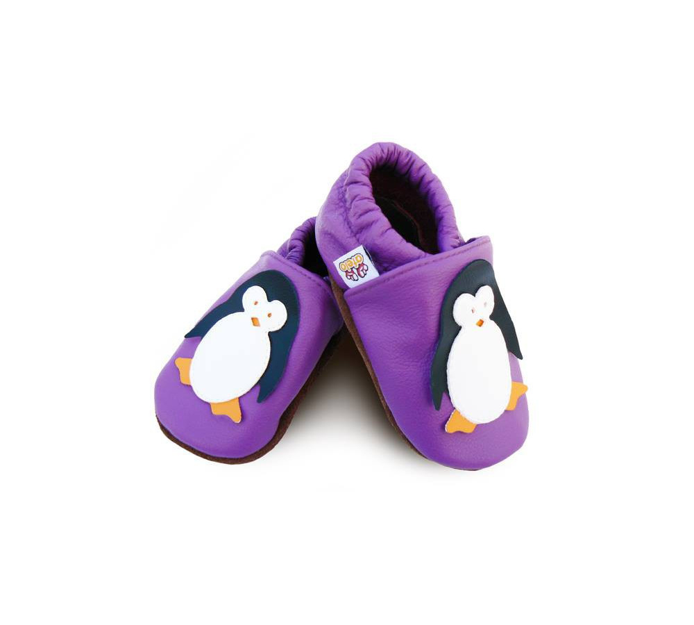 Kožené capačky Afelo - tučniak - fialové