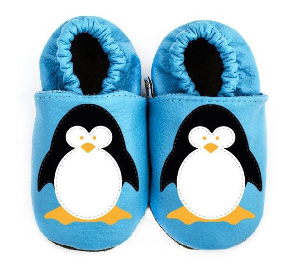 Kožené capačky Afelo - tučniak svetlomodrý