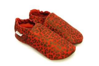 Kožené capačky Tomar leopardie červené