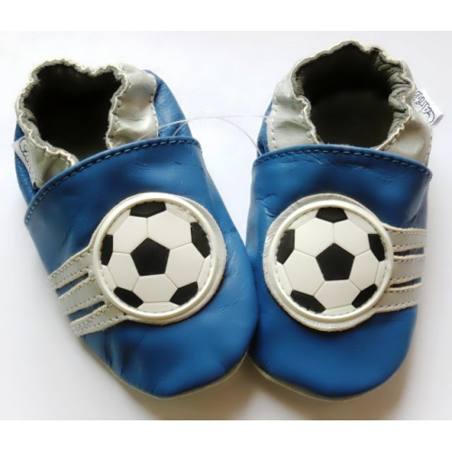 Kožené capačky Capiki - modré- futbal