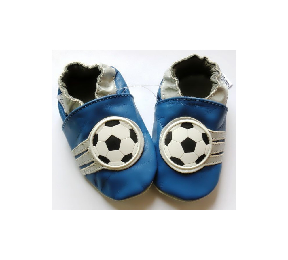 Kožené capačky Capiki - modré- futbal