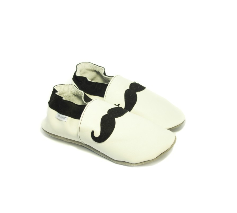 Kožené capačky Tomar Moustache - biele