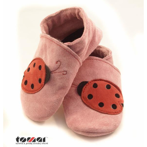 Kožené capačky Tomar ružové lienky