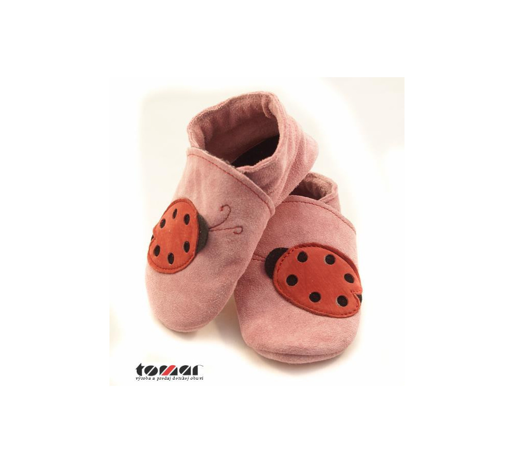 Kožené capačky Tomar ružové lienky