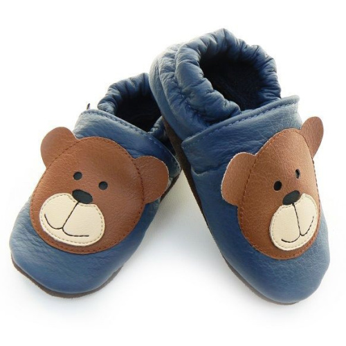 Kožené capačky Afelo - macko - tmavomodré