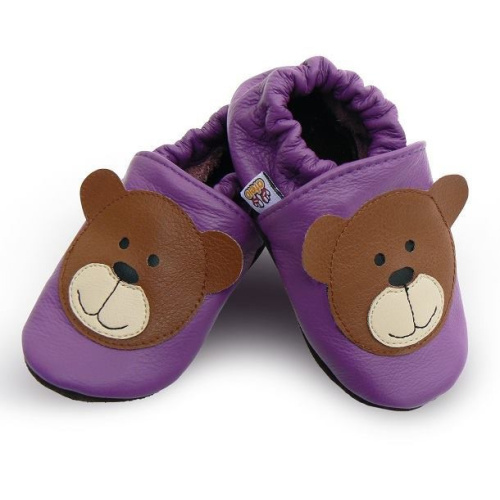 Kožené capačky Afelo - macko - fialové