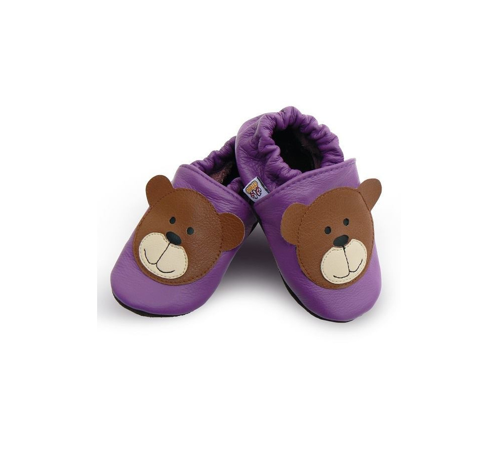 Kožené capačky Afelo - macko - fialové